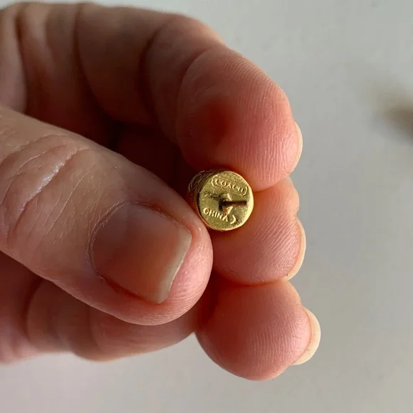 Coach Earrings Gold Tone and Purple Crystal/Glass Studs - Picture 9 of 17